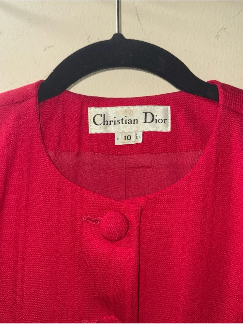 Dior Women’s Red Round-Neck Button Jacket